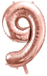 Party Deco Фолиев Балон Цифра, Розово Злато - 86см - 9 (fb1m-9-019r)