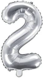 Party Deco Фолиев Балон Цифра, Сребърно - 35см - 2 (fb10m-2-018)