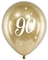 Party Deco Латексови Балони Хром, Злато С Бял Печат 90, 30см - (1 Пакет / 6 Бр. ) (chb14-1-90-019-6)