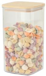 Flippy Cutie de Depozitare Alimente, Flippy, Cutie de tip Container, Cutie pentru Cereale, din Plastic, Capac din Bambuc, 10 x 10 x 19 cm, Volum 1.2l, Transparent (134562)