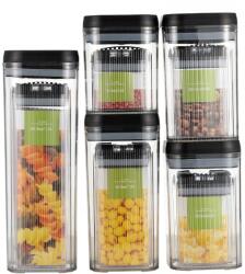 Flippy Cutii de Depozitare Alimente, Flippy, Set din 10 Cutii de tip Container, Recipiente pentru Cereale in Bucatarie, Transparente cu Capac Negru (134622)