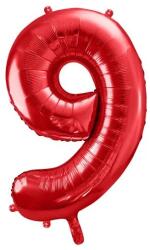 Party Deco Фолиев Балон Цифра в Червено - 86 см - 9 (fb1m-9-007)