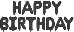 Party Deco Фолиен балон надпис „Happy Birthday - черен (FB6T-010)