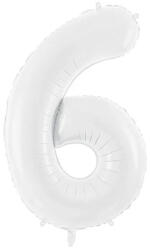 Party Deco Фолиев Балон Цифра, Бяло, 86см - 6 (fb130-6-008)