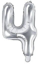 Party Deco Фолиев Балон Цифра, Сребърно - 35см - 4 (fb10m-4-018)