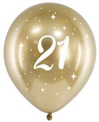 Party Deco Латексови Балони Хром, Злато с Бял Печат 21, 30см - (1 пакет / 6 бр. ) (chb14-1-21-019-6)