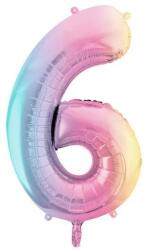 Party Deco Фолиев Балон Цифри Пастелна Дъга 86 см - 6 (fb1m-6-000p)