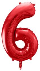 Party Deco Фолиев Балон Цифра в Червено - 86 см - 6 (fb1m-6-007)