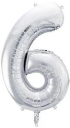 Party Deco Фолиев Балон Цифра, Сребро - 86см - 6 (fb1m-6-018)