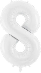 Party Deco Фолиев Балон Цифра, Бяло, 86см - 8 (fb130-8-008)