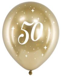 Party Deco Латексови Балони Хром, Злато с Бял Печат 50, 30см (chb14-1-50-019-6)