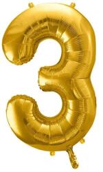 Party Deco Фолиев Балон Цифра, Злато - 86см - 3 (fb1m-3-019)