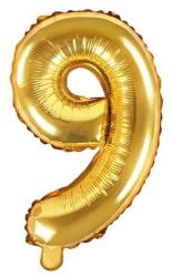 Party Deco Фолиев Балон Цифра, Златно, 35см - 9 (fb10m-9-019)