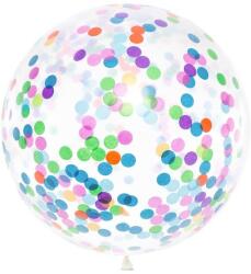 Party Deco Балон Сфера, 1м, Прозрачен с Разноцветни Конфети (bk36-1-000)