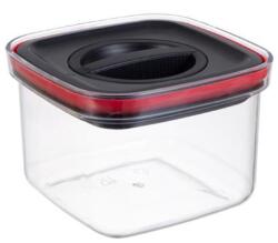 Flippy Cutie de Depozitare Alimente, Flippy, Cutie de tip Container, Recipient pentru Cereale in Bucatarie, S 11.5 x 11.5 x 8 cm, volum 600 ml, Transparenta cu Capac Negru (134620)