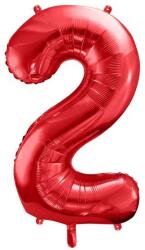 Party Deco Фолиев Балон Цифра в Червено - 86 см - 2 (fb1m-2-007)