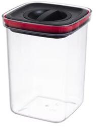 Flippy Cutie de Depozitare Alimente, Flippy, Cutie de tip Container, Recipient pentru Cereale in Bucatarie, 11.5 x 11.5 x 15 cm, volum 1200 ml, Transparenta cu Capac Negru (134623)