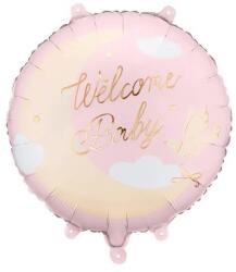 Party Deco Фолиен балон „Welcome Baby, с луна - Розов (FB350-081J)