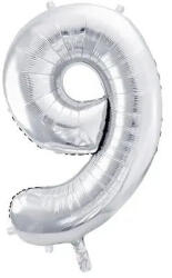 Party Deco Фолиев Балон Цифра, Сребро - 86см - 9 (fb1m-9-018)
