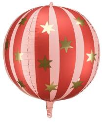 Party Deco Фолиев балон сфера с звезди - Червен (fb243-007)