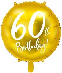 Party Deco Фолиев Балон с Надпис "60th Birthday", Златен (FB24M-60-019)