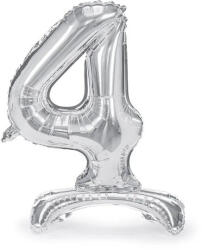 Party Deco Стоящ Фолиев Балон Цифра в Сребристо - 4 (fb102m-4-018)