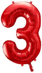 Party Deco Фолиев Балон Цифра в Червено - 86 см - 3 (fb1m-3-007)