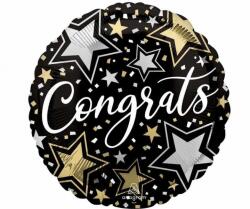 Anagram Черен фолиев балон „Congrats със златни и сребърни звезди (4697201)