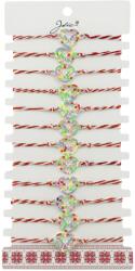 Jolie Bratara Martisor pentru Dama, Jolie, Model Fluturas in Inima, Set 12 bucati, Pandativ Argintiu din Inox cu Elemente Multicolore, Snur Alb/Rosu (128139)