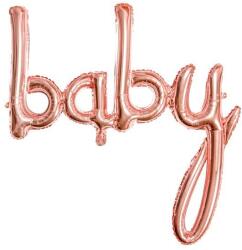 Party Deco Фолиев Балон Надпис ''Baby'', Розово Злато, 73.5x75.5см (FB42M-019R)