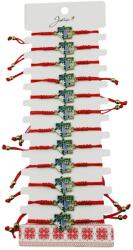 Jolie Bratara Martisor pentru Dama, Jolie, Model Casuta, Set 12 bucati, Pandativ Auriu din Inox cu Snur Rosu Ajustabil (133040)