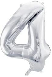Party Deco Фолиев Балон Цифра, Сребро - 86см - 4 (fb1m-4-018)
