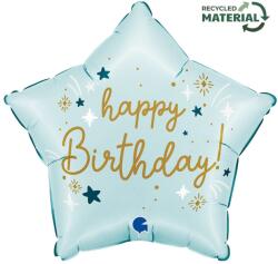 Grabo Фолиев Балон Звезда - "Happy Birthday" , Светло Синьо (G78195)