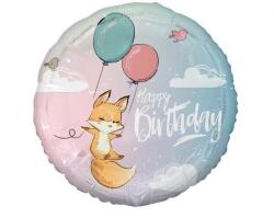 GoDan Фолиев Балон "Happy Birthday" с Лисица, 45 см (FG-OBLK)