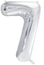 Party Deco Фолиев Балон Цифра, Сребро - 86см - 7 (fb1m-7-018)