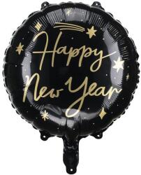Party Deco Фолиев Балон "Happy New Year", 45 см, Черен (FB162)