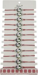 Jolie Bratara Martisor pentru Dama, Jolie, Model Rotund cu Ghiocel, Set 12 bucati, Pandativ din Aliaj cu Print Traditional, Snur Ajustabil Impletit, Alb/Rosu (128163)
