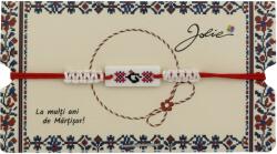 Jolie Martisor de Tip Bratara Norocoasa, Jolie, Ornament Central cu Motive Populare, Model Alb, Dimensiune Reglabila, Ambalaj Individual cu Design (165815)
