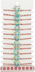 Jolie Bratara Martisor pentru Dama, Jolie, Model Fluturas Multicolor, Set 12 bucati, Pandativ Argintiu din Inox cu Elemente Multicolore, Snur Alb/Rosu (128132)