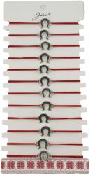 Jolie Bratara Martisor pentru Dama, Jolie, Model Potcoava, Set 12 bucati, Pandativ Argintiu din Inox cu Snur Rosu Ajustabil (128106)