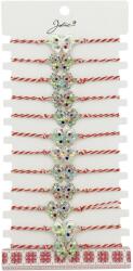 Jolie Bratara Martisor pentru Dama, Jolie, Model Fluture Multicolor, Set 12 bucati, Pandativ Argintiu din Inox cu Elemente Multicolore, Snur Alb/Rosu (128131)