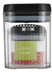 Flippy Cutii de Depozitare Alimente, Flippy, Set din 2 Cutii de Tip Container de 0.5 si 1.3 l, Recipiente pentru Cereale in Bucatarie, Transparente cu Capac Negru (134607)