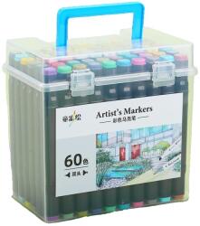 Flippy Set Cutie 60 Markere, Flippy, cu Alcool, Artist Markers, Cutie Plastic cu Maner, Multicolor (129293)