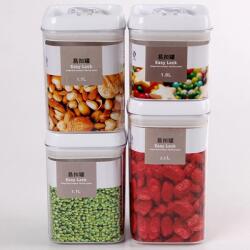 Flippy Cuutii de Depozitare Alimente, Flippy, Set din 4 Cutii pentru Condimente in Bucatarie, Cutii de tip Container, Diferite Dimensiuni, cu Capac Ermetic, din Plastic PP, Transparent (134565)