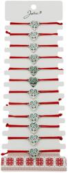 Jolie Bratara Martisor pentru Dama, Jolie, Model Copac in Inima, Set 12 bucati, Pandativ Argintiu din Inox cu Snur Rosu Ajustabil (128181)