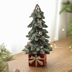 Flippy Ornament Decoratiune de Craciun, Flippy, Decoratiune Mica pentru Craciun din Rasina, Model Brad Impodobit cu Cadouri, 26.5 x 13 x 13 cm, Verde (161877)