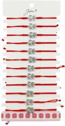Jolie Martisor Bratara Impletita cu Pandantiv din Inox, Jolie, pentru Dama, Set 12 bucati, Snur Rosu Textil, Dimensiune Reglabila, Model Fluture (128099)