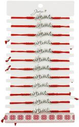 Jolie Martisor Bratara Impletita cu Pandantiv din Inox, Jolie, pentru Dama, Set 12 bucati, Snur Rosu Textil, Dimensiune Reglabila, Model Mama (128090)