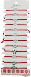Jolie Bratara Martisor pentru Dama, Jolie, Model Stea, Set 12 bucati, Pandativ Argintiu din Inox cu Snur Rosu Ajustabil (133610)