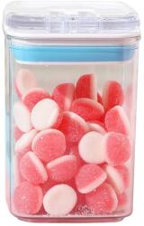 Flippy Cutie de Depozitare Alimente, Flippy, tip Container, 0.8L, 10x10x15.5 cm, Recipiente pentru Cereale in Bucatarie, Transparente cu Capac Alb-Albastru (134614)